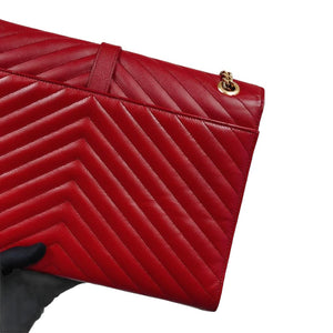 Envelope Large in Chevron Quilted Leather Red