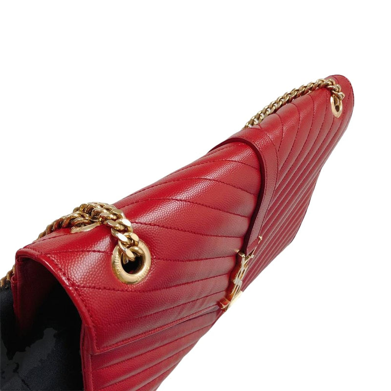 Envelope Large in Chevron Quilted Leather Red