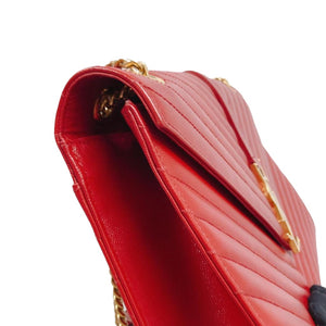 Envelope Large in Chevron Quilted Leather Red