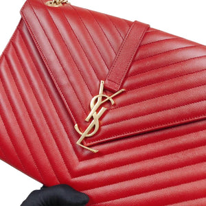 Envelope Large in Chevron Quilted Leather Red