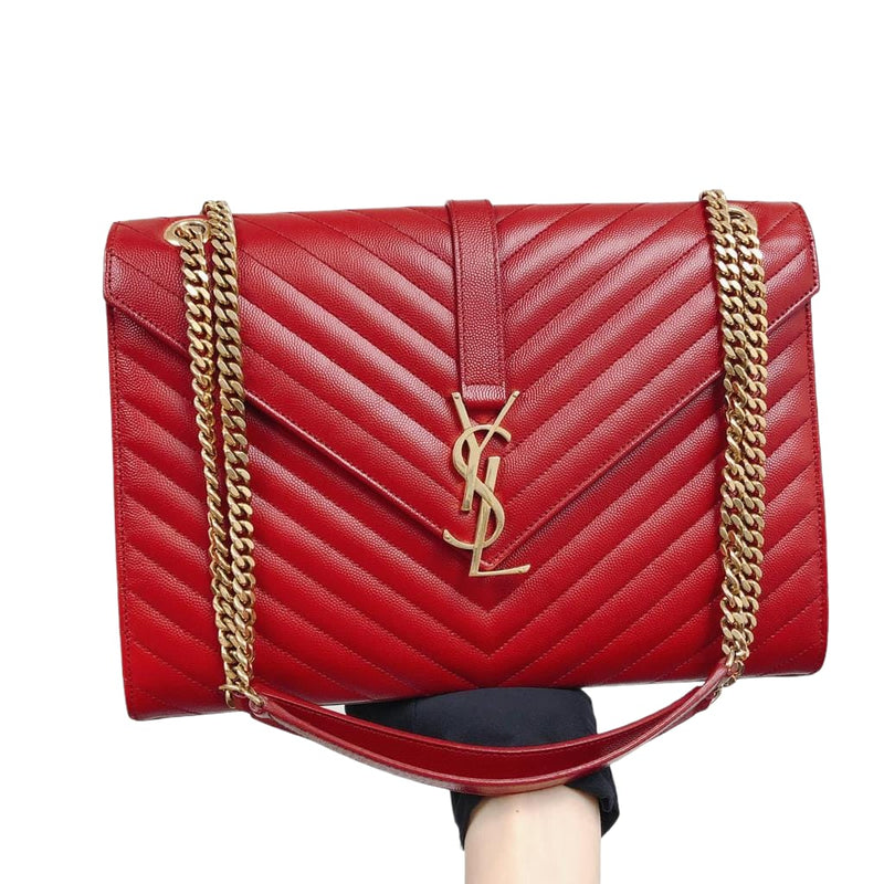 Envelope Large in Chevron Quilted Leather Red