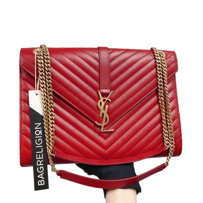 Envelope Large in Chevron Quilted Leather Red