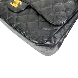 Classic Jumbo Single Flap Black 24K Coated GHW