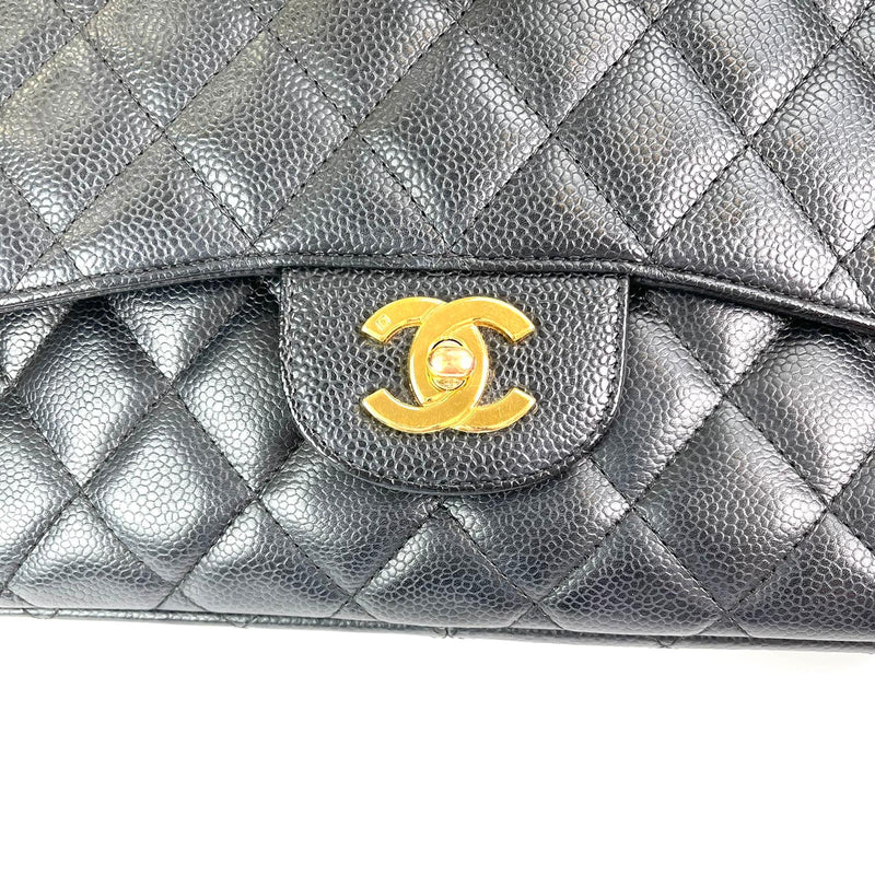 Classic Jumbo Single Flap Black 24K Coated GHW