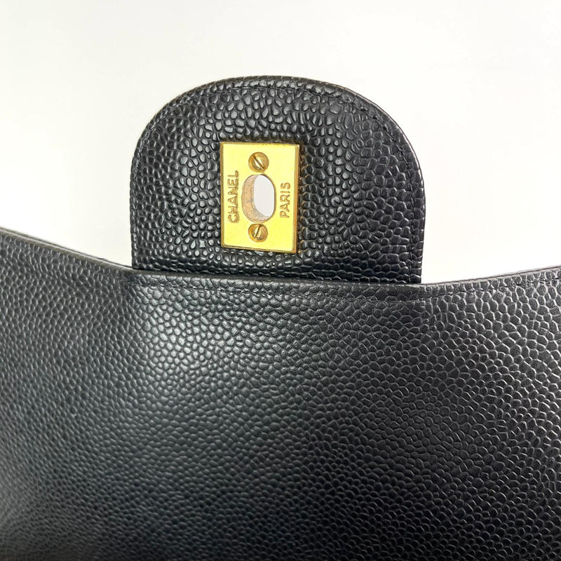 Classic Jumbo Single Flap Black 24K Coated GHW