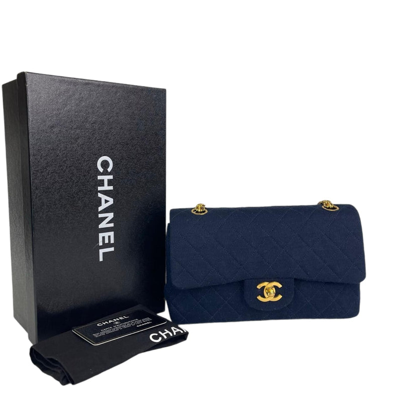 Chanel Paris-Rome Cross Stitch Handle Flap Bag Navy Blue GHW