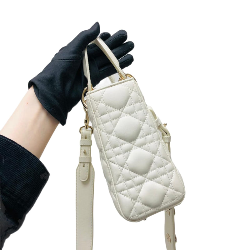 Lady Dior Lucky Badges Cannage Lambskin Small Bag White