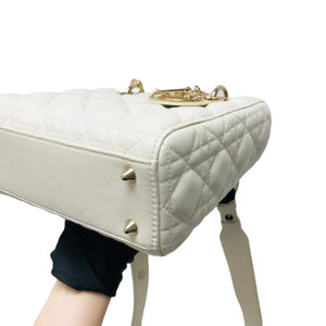 Lady Dior Lucky Badges Cannage Lambskin Small Bag White