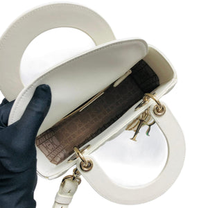 Lady Dior Lucky Badges Cannage Lambskin Small Bag White