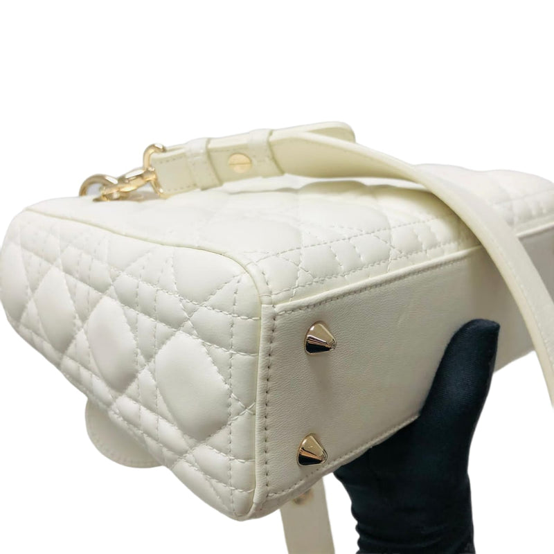 Lady Dior Lucky Badges Cannage Lambskin Small Bag White