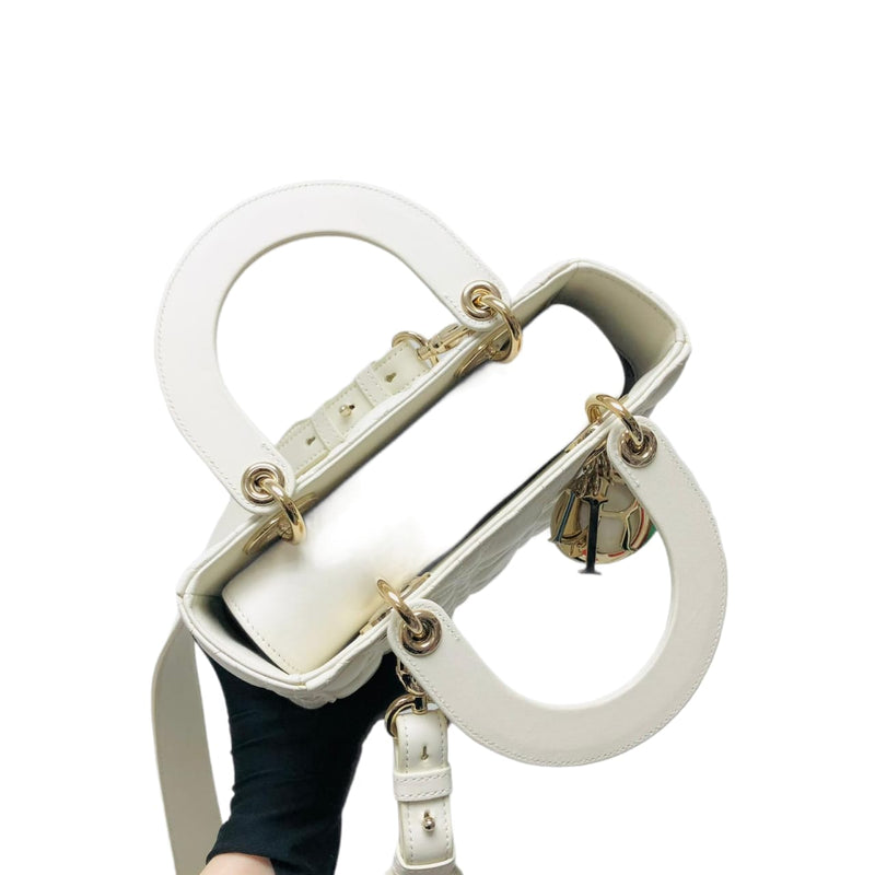 Lady Dior Lucky Badges Cannage Lambskin Small Bag White