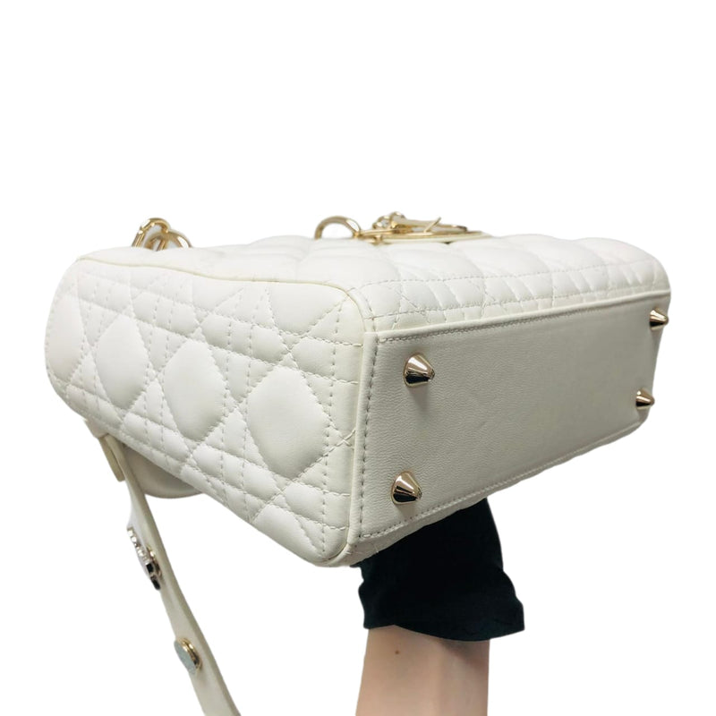 Lady Dior Lucky Badges Cannage Lambskin Small Bag White