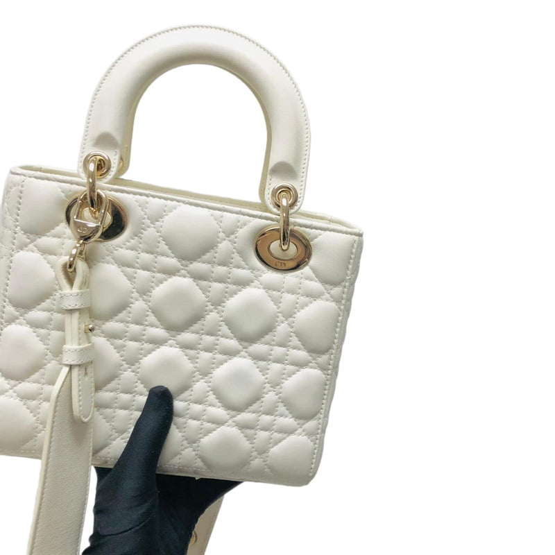 Lady Dior Lucky Badges Cannage Lambskin Small Bag White