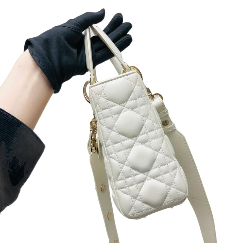 Lady Dior Lucky Badges Cannage Lambskin Small Bag White