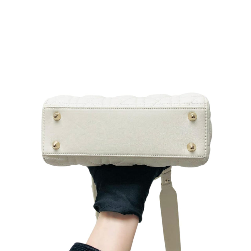 Lady Dior Lucky Badges Cannage Lambskin Small Bag White