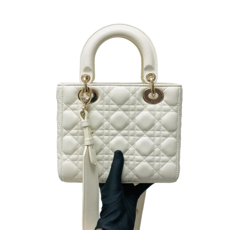 Lady Dior Lucky Badges Cannage Lambskin Small Bag White