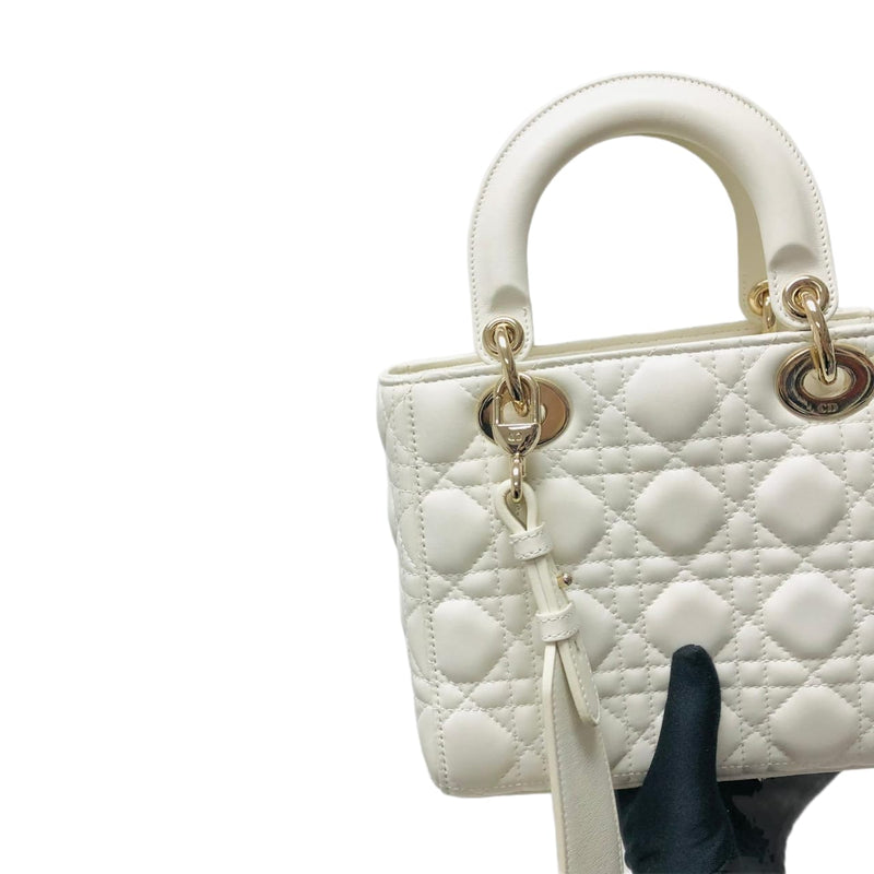 Lady Dior Lucky Badges Cannage Lambskin Small Bag White
