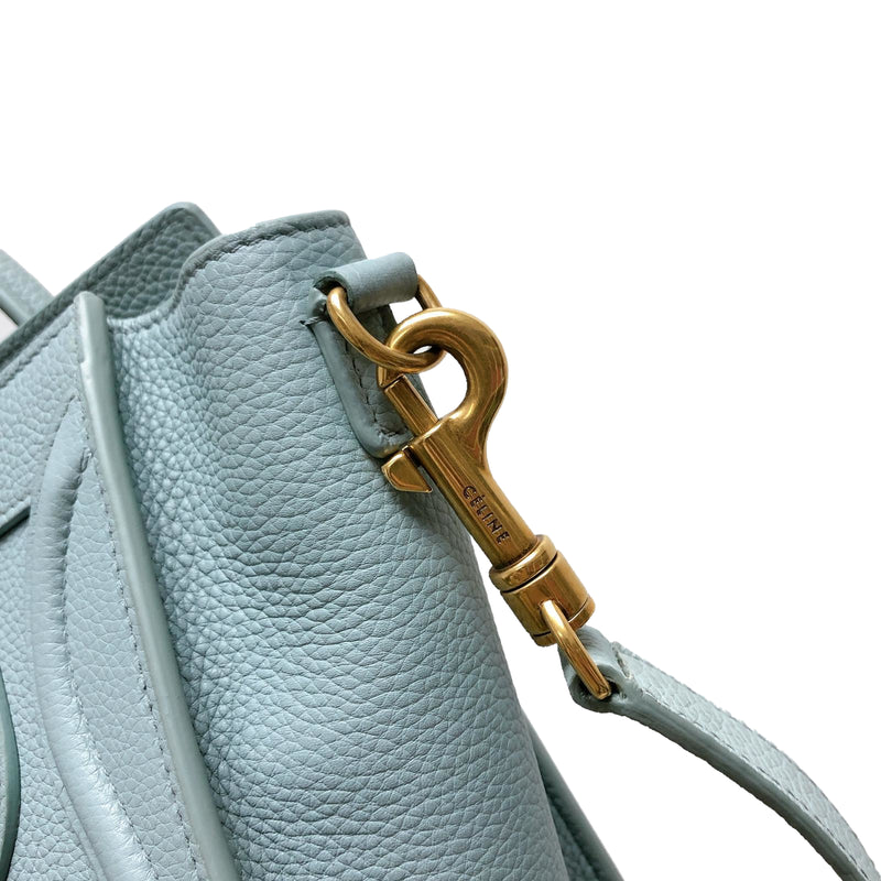 Nano Luggage Grained Leather Tote Light Blue