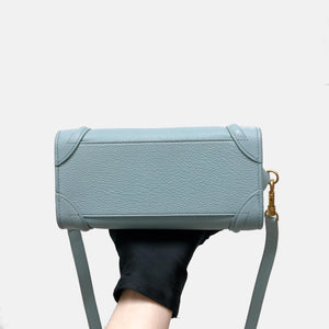 Nano Luggage Grained Leather Tote Light Blue