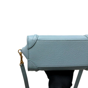 Nano Luggage Grained Leather Tote Light Blue