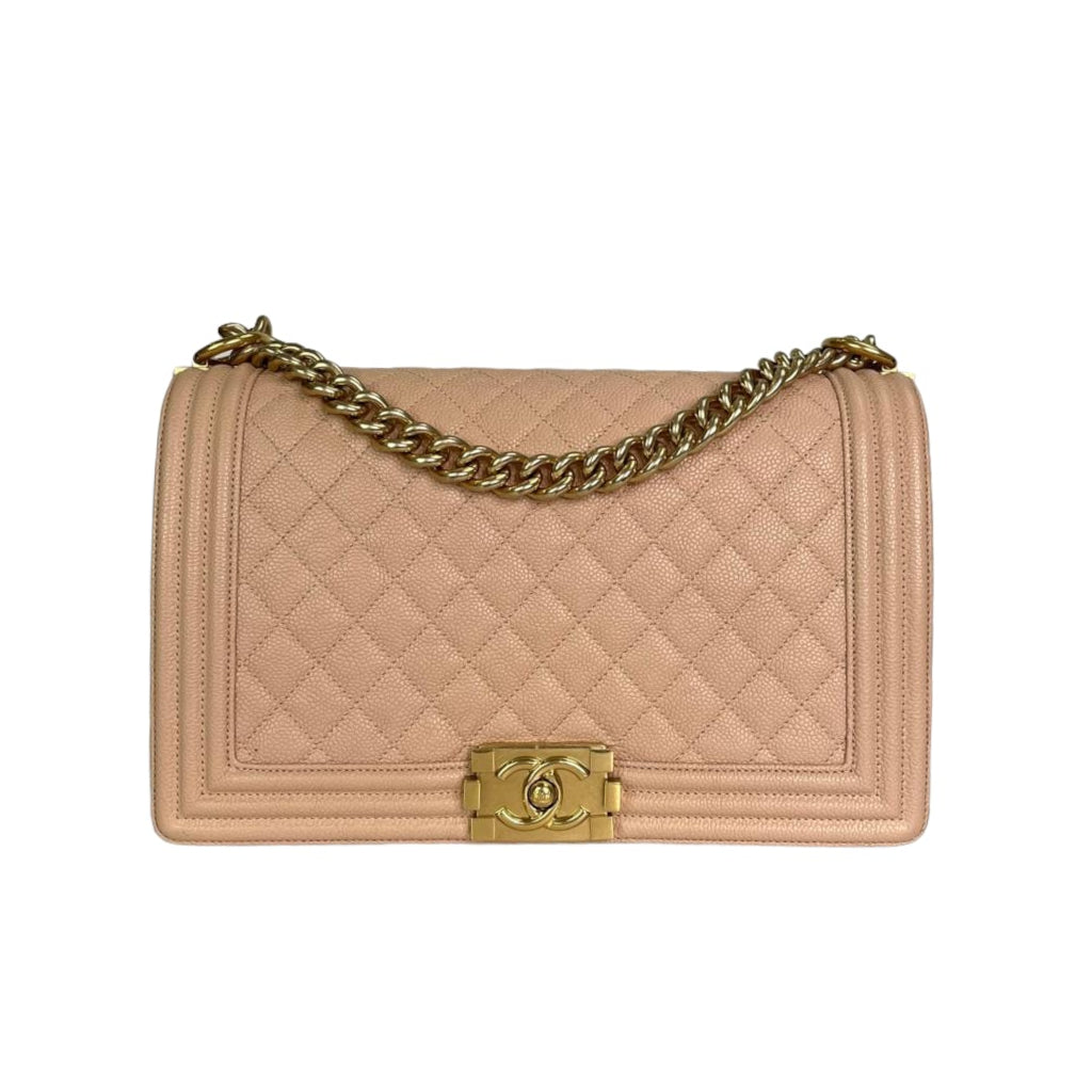 Chanel WhiteBeige Quilted Chevre and Patent Leather Medium Boy Bag   Yoogis Closet