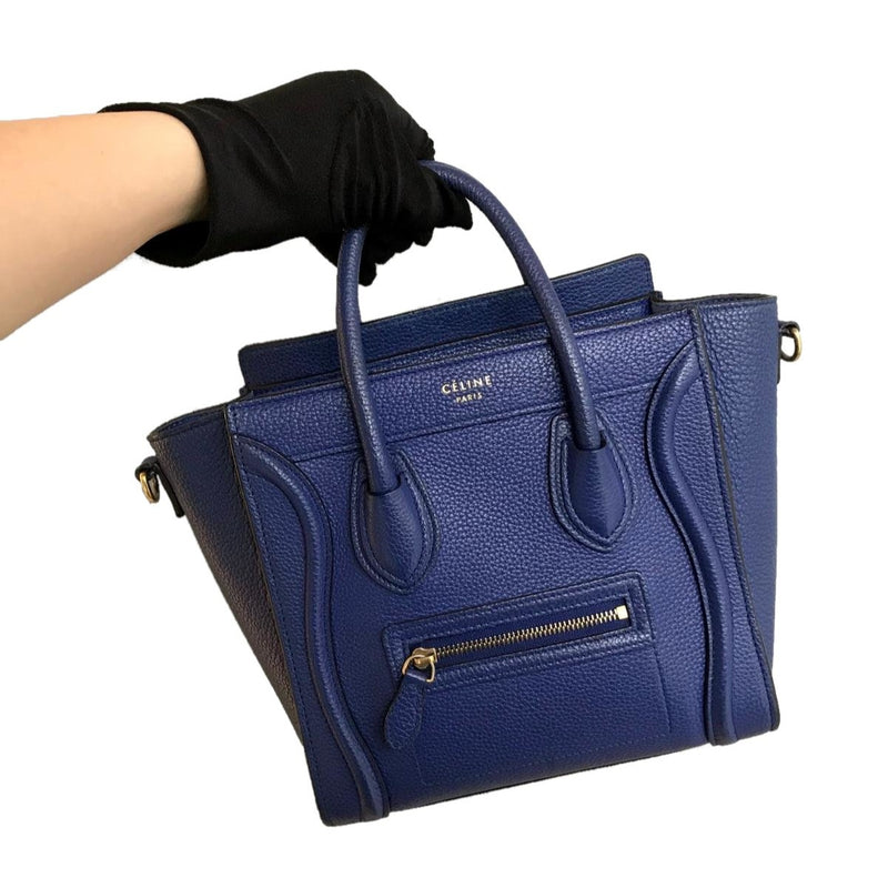 Leather Nano Luggage Tote Blue