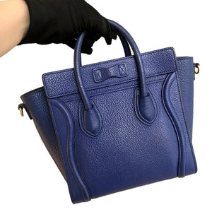 Leather Nano Luggage Tote Blue