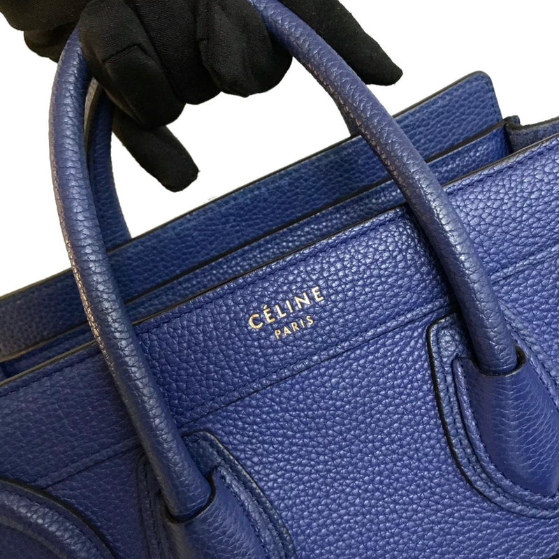 Leather Nano Luggage Tote Blue