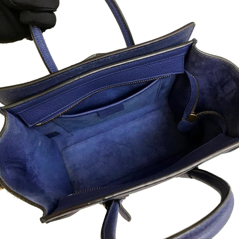 Leather Nano Luggage Tote Blue