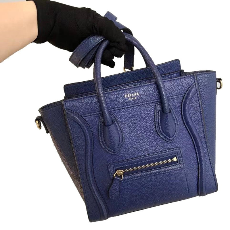 Leather Nano Luggage Tote Blue