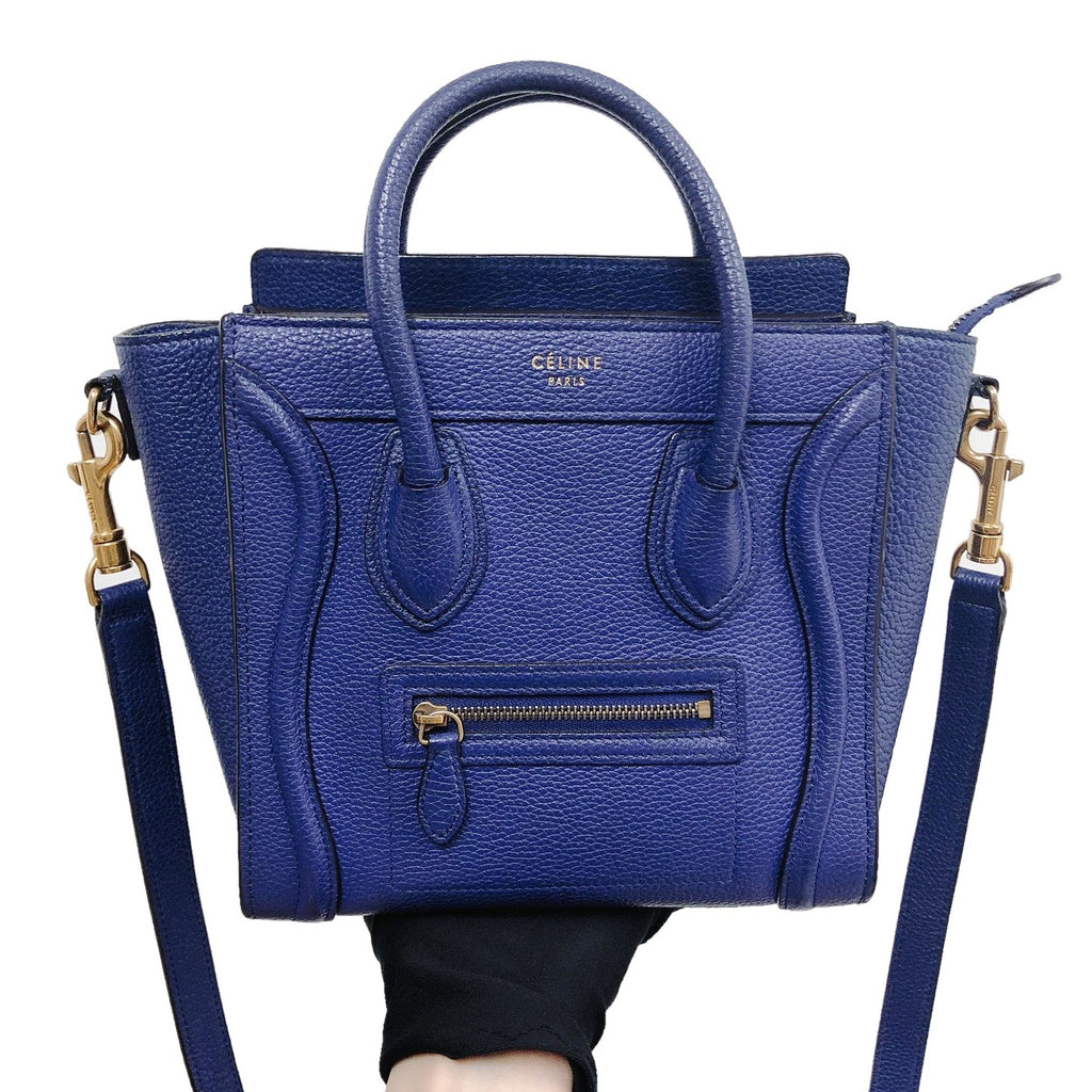 Leather Nano Luggage Tote Blue