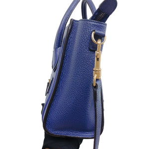 Leather Nano Luggage Tote Blue