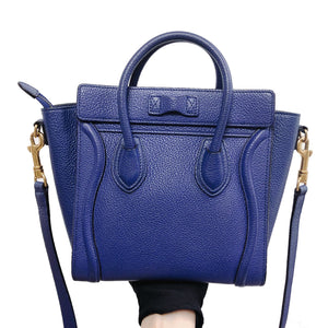 Leather Nano Luggage Tote Blue