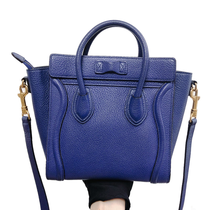 Leather Nano Luggage Tote Blue