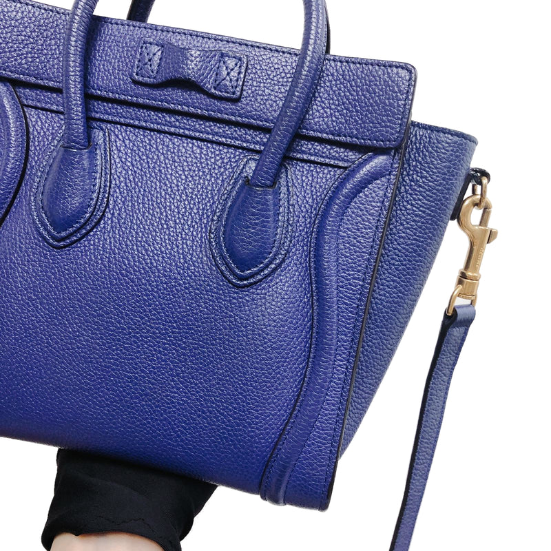 Leather Nano Luggage Tote Blue