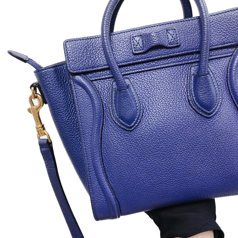 Leather Nano Luggage Tote Blue