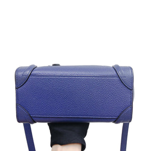 Leather Nano Luggage Tote Blue