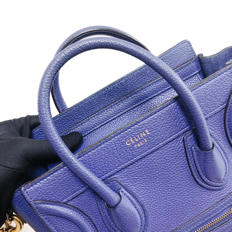 Leather Nano Luggage Tote Blue