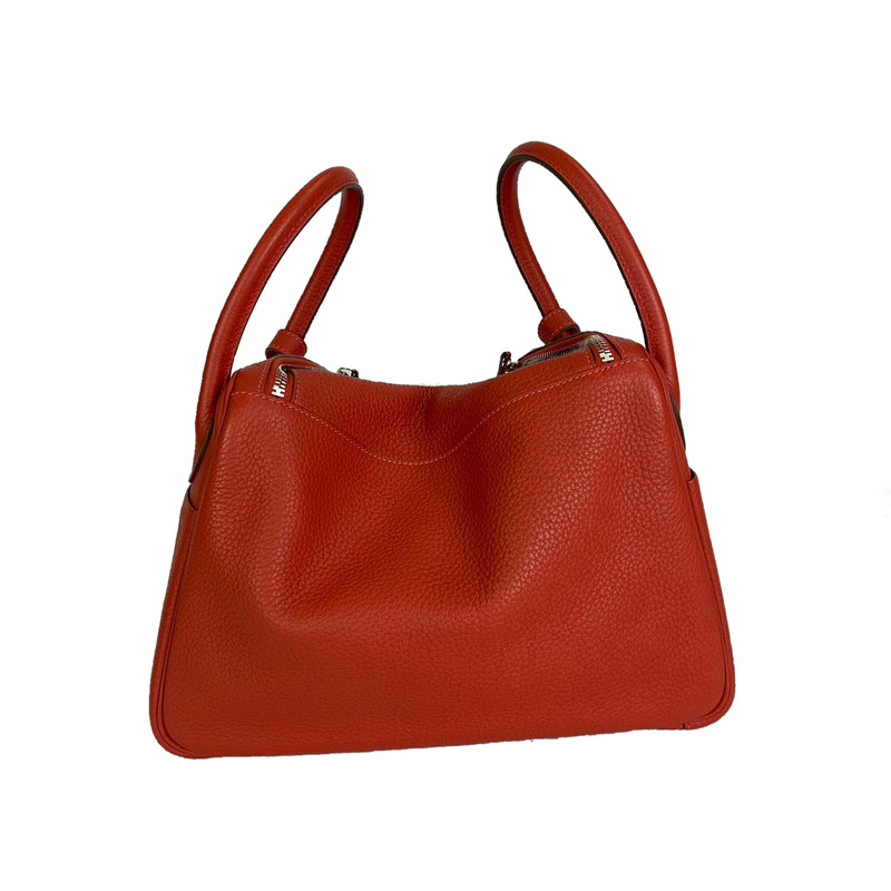 Lindy 30 Bougainvillea Interior Clemence Leather Shoulder Bag Brick