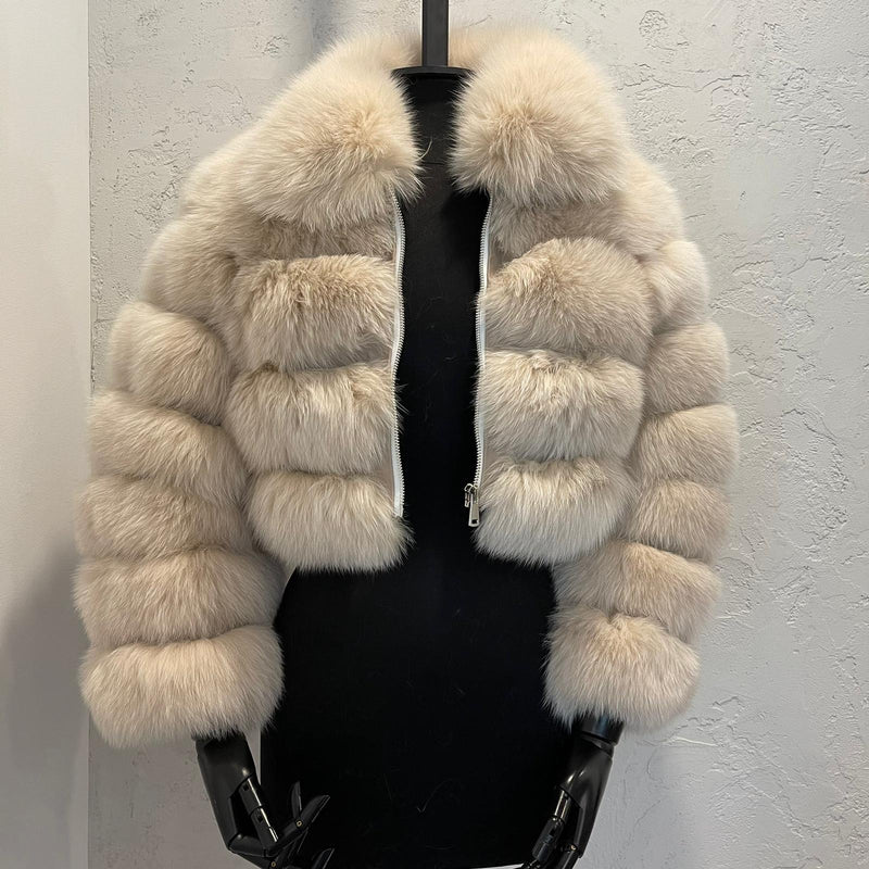 Fox Fur Jacket Beige