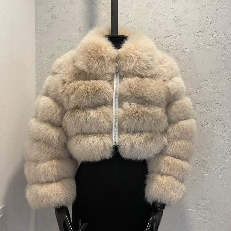 Fox Fur Jacket Beige