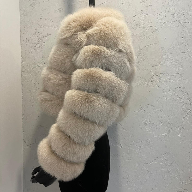 Fox Fur Jacket Beige