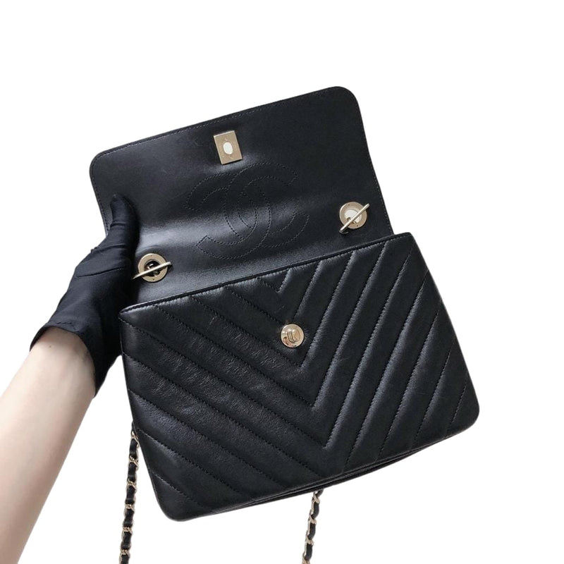 Small Trendy CC Lambskin Black