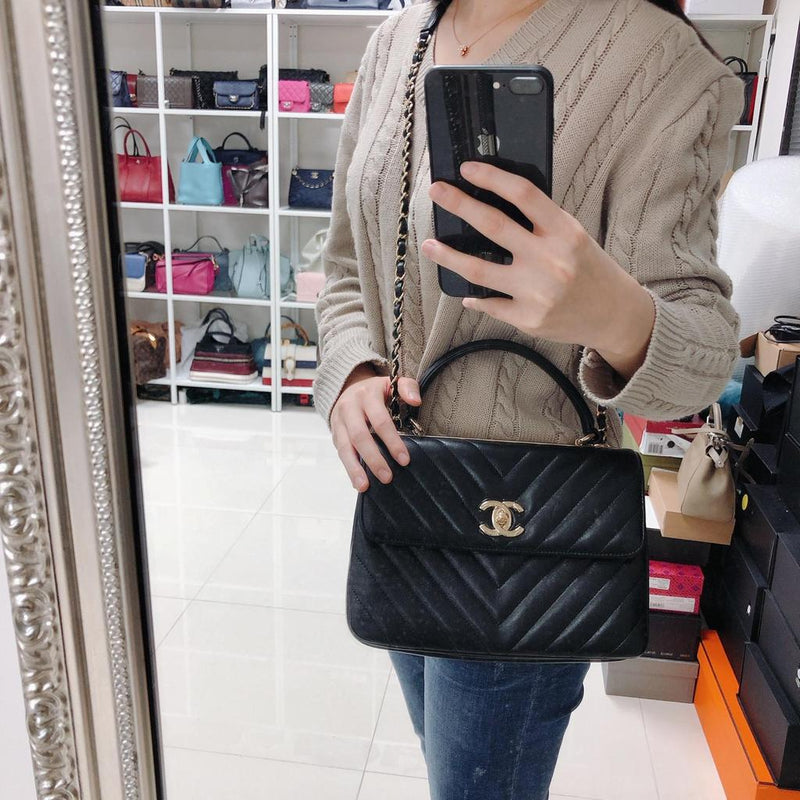 Lambskin Quilted Small Trendy Top Handle Flap Bag