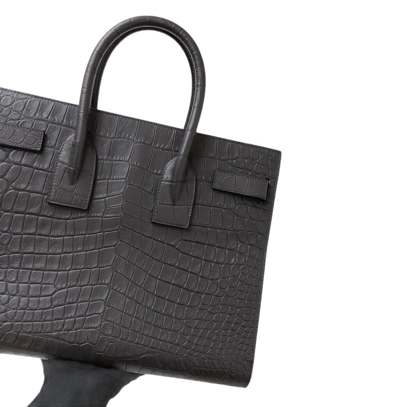 Small Sac De Jour Crocodile-Embossed Grey