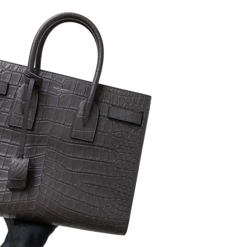 Small Sac De Jour Crocodile-Embossed Grey