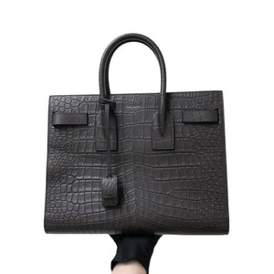 Small Sac De Jour Crocodile-Embossed Grey