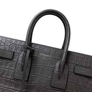 Small Sac De Jour Crocodile-Embossed Grey