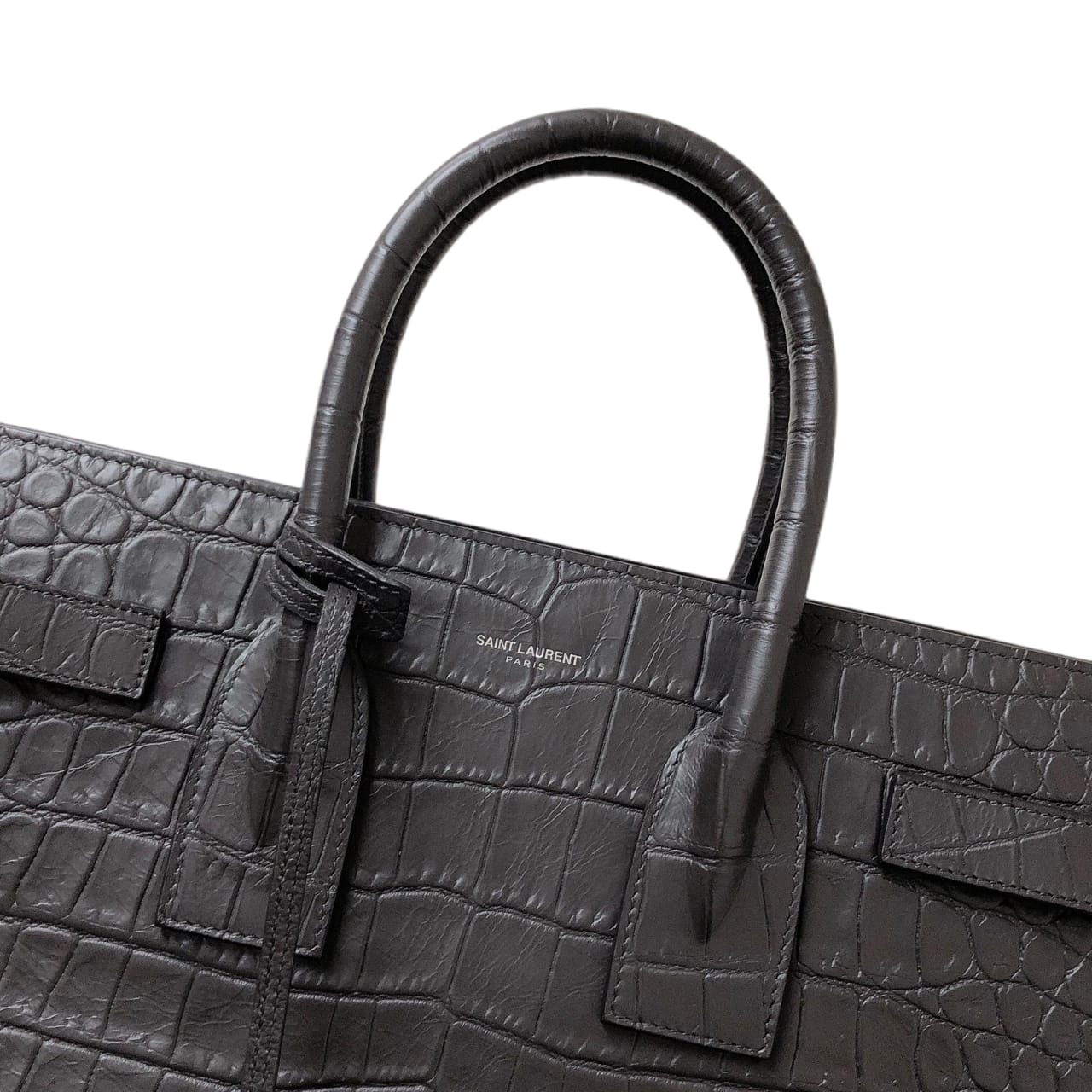 Saint Laurent Small Sac De Jour in Crocodile-Embossed