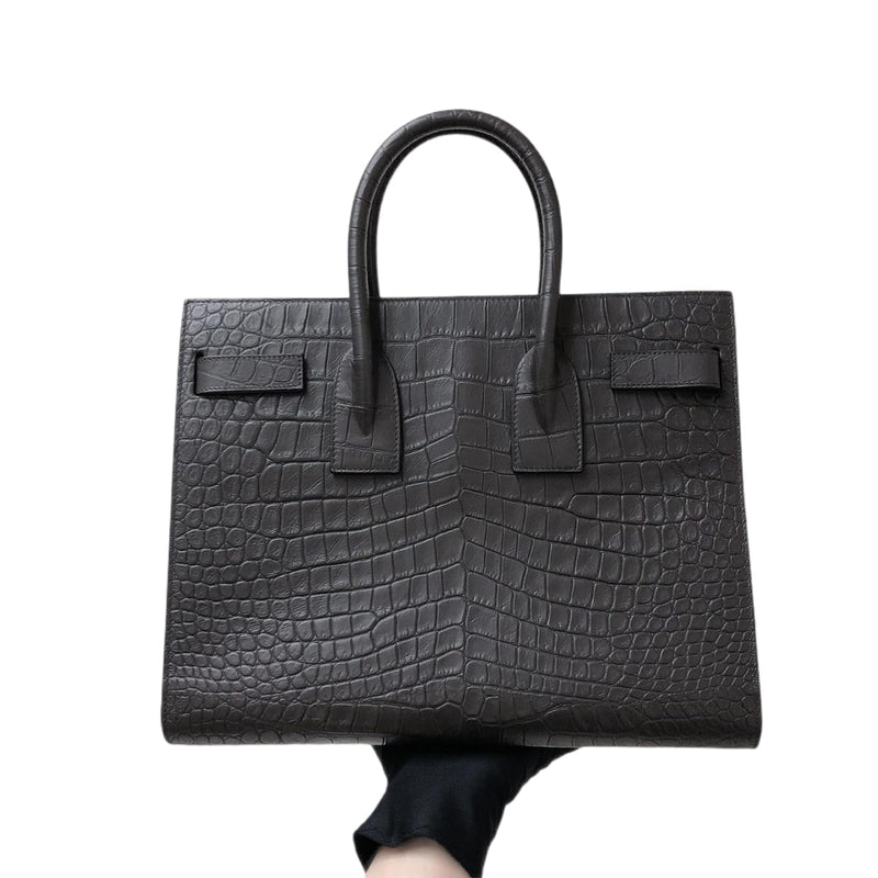 Small Sac De Jour Crocodile-Embossed Grey